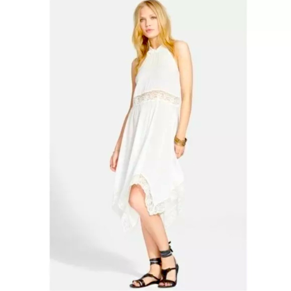 Free People Asymmetrical Scarf Hem Halter Dress NWOT